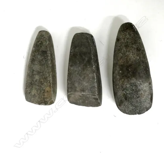 Three Maori stone toki (adze)