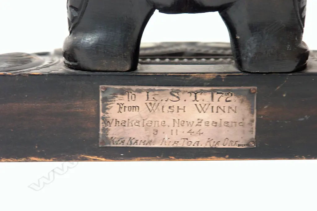 A historical WWII U.S. Navy-Maori carved presentation sculpture Image 1++
