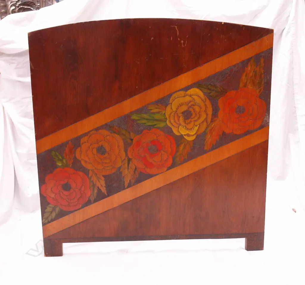 A pokerwork decorated fire screen Image 1++