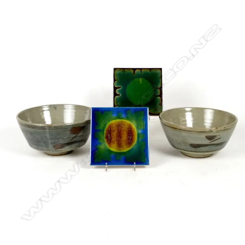 Two large wax resist patterned bowls Image 1++