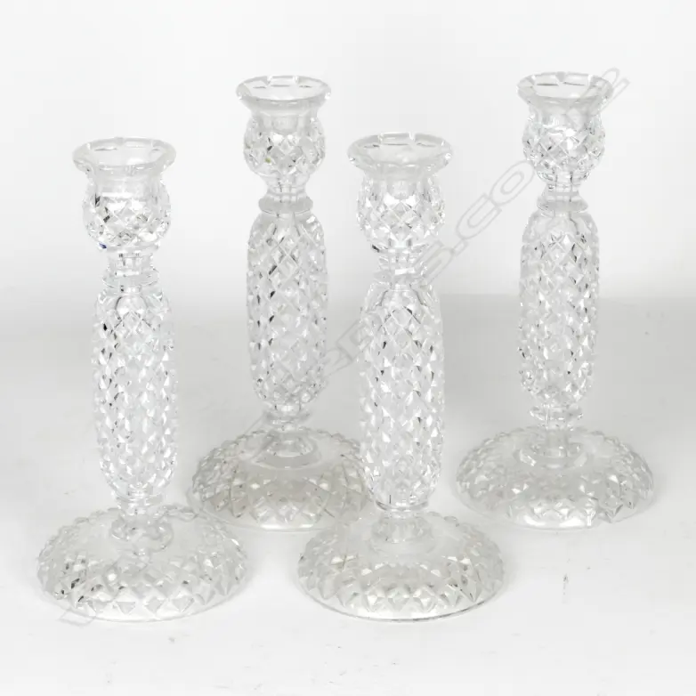 A matching set of four vintage cut crystal candlestick lamp bases Image 1++