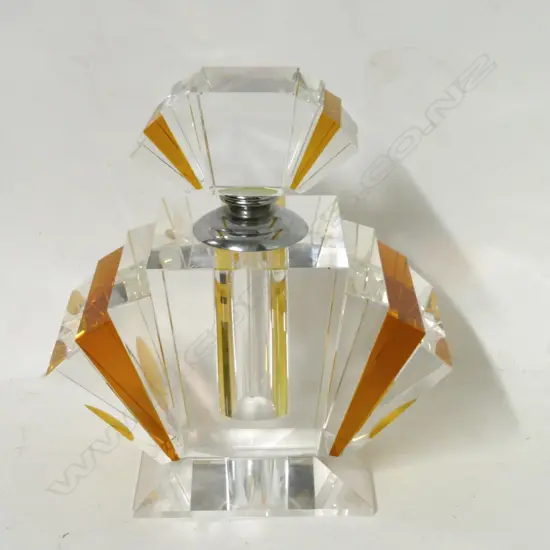 A French Art Deco style large glass scent bottle