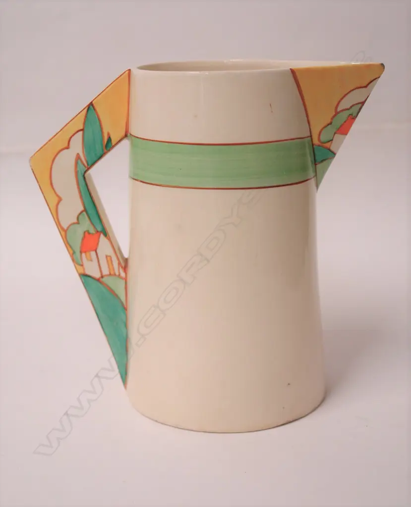 A Bizarre Clarice Cliff large conical jug in the Stroud pattern Image 1++