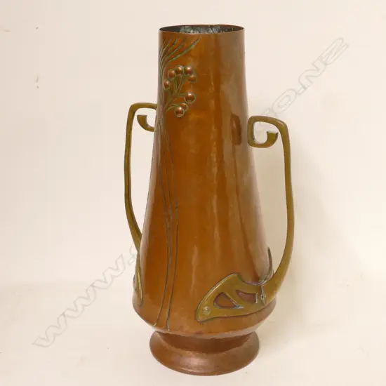 A WMF copper and brass jugendstil vase