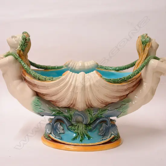 A Victorian majolica Mintons mermaid centrepiece