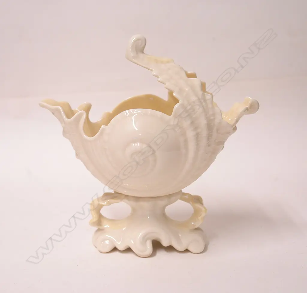 A Belleek green mark nautilus shell vase Image 1++