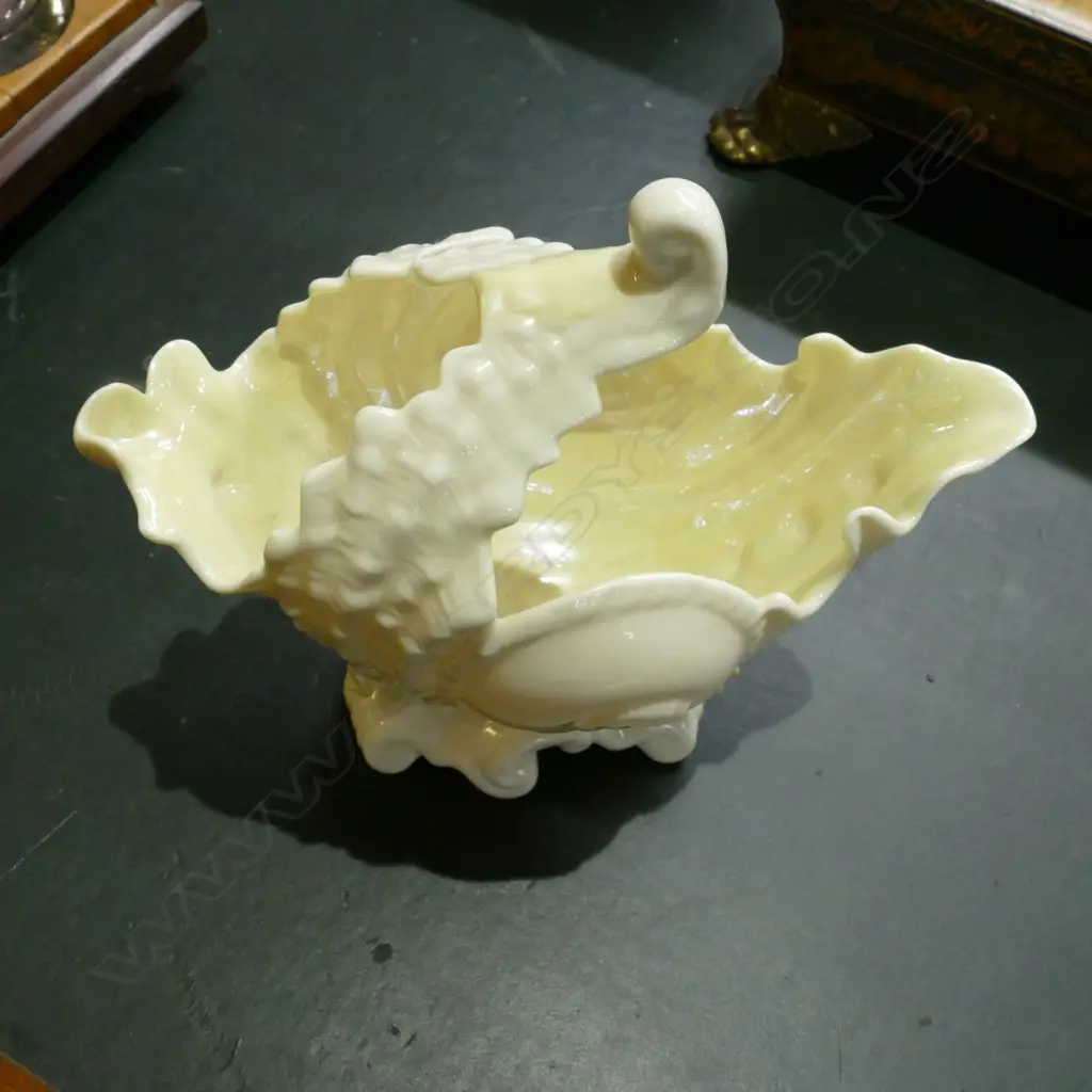 A Belleek green mark nautilus shell vase Image 1++