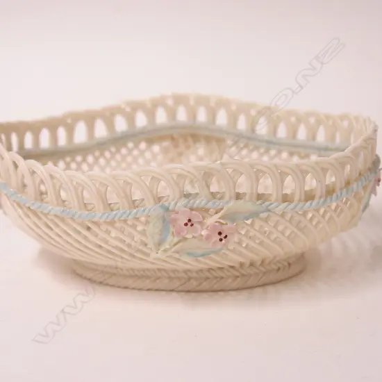 A Belleek open weave basket