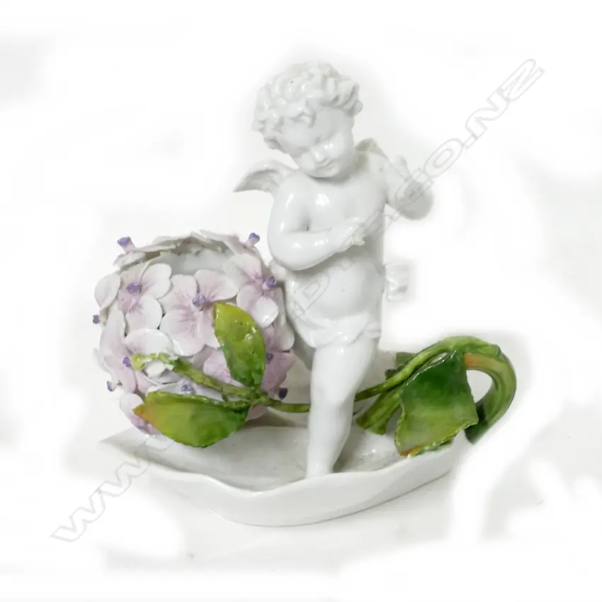 A German Volkstedt Rudolstadt ornament of Cupid Image 1++