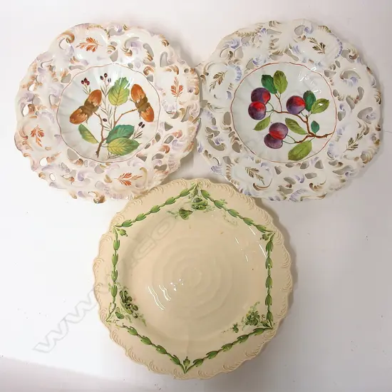 Three European painted plates