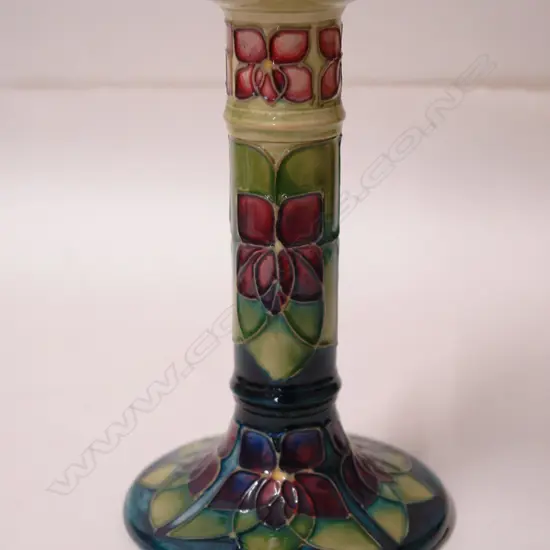 A modern Moorcroft tall column candlestick