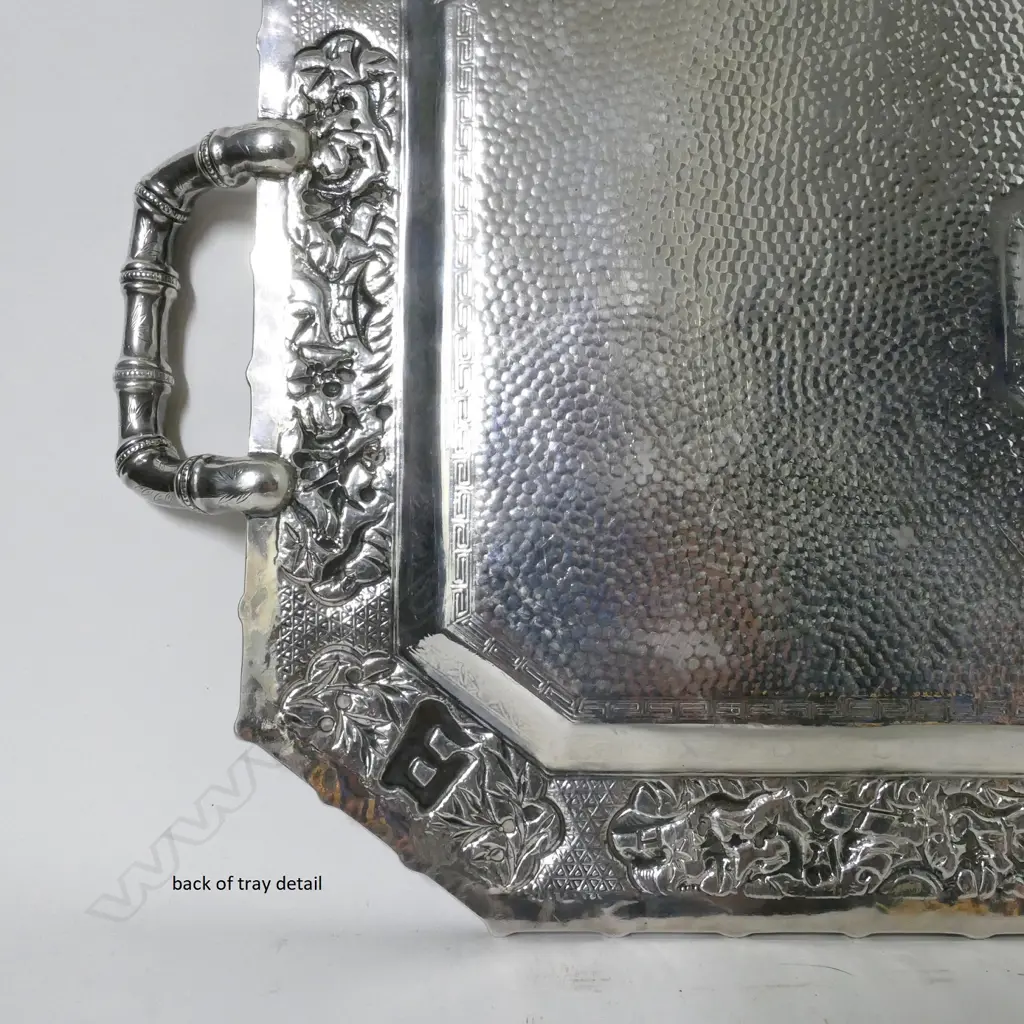 A Chinese silver tea set and accompanying tray Image 1++