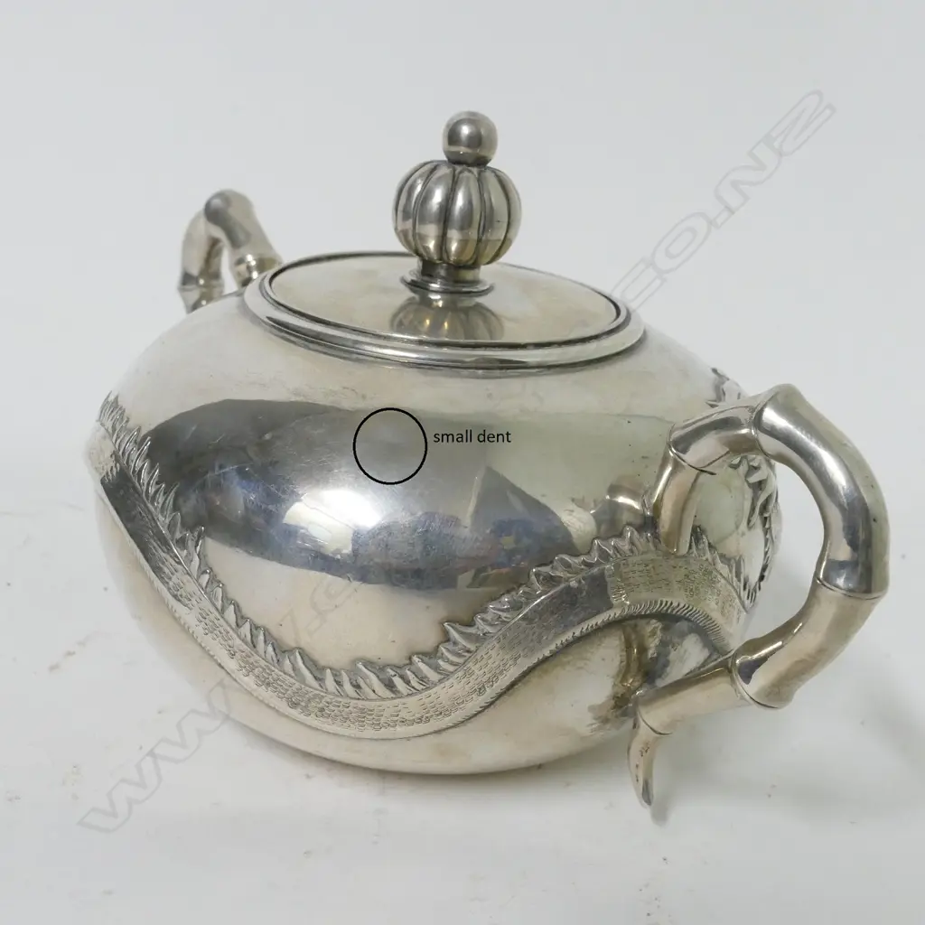 A Chinese silver tea set and accompanying tray Image 1++