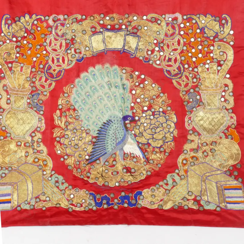 A Chinese silk embroidered cover for a throne chair Image 1++