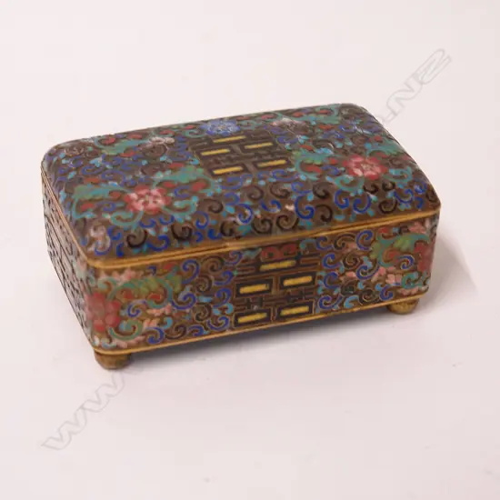 A vintage cloisonné lidded rectangular box