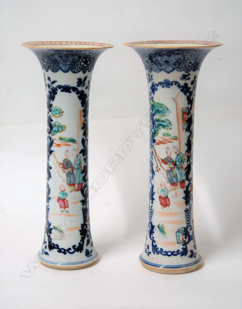 A pair of 19thC famille rose Chinese specimen vases Image 1++