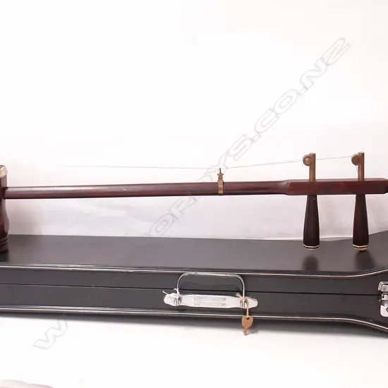 A Chinese rosewood and bone erhu musical instrument