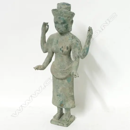 A metal Khmer temple figure