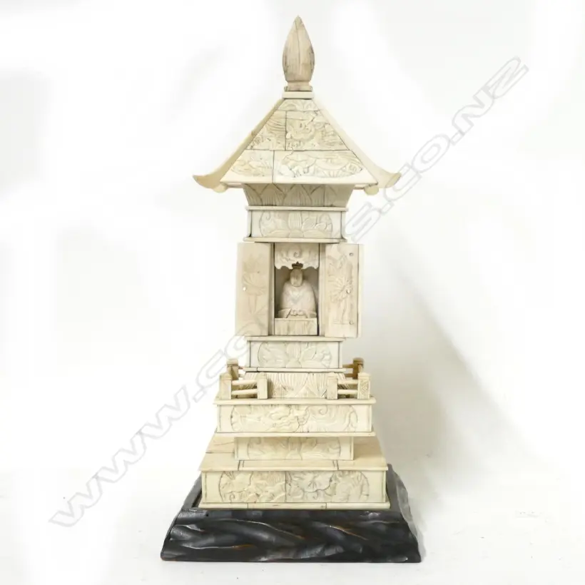 A Japanese ivory shrine in the form of a stepped pagoda Image 1++