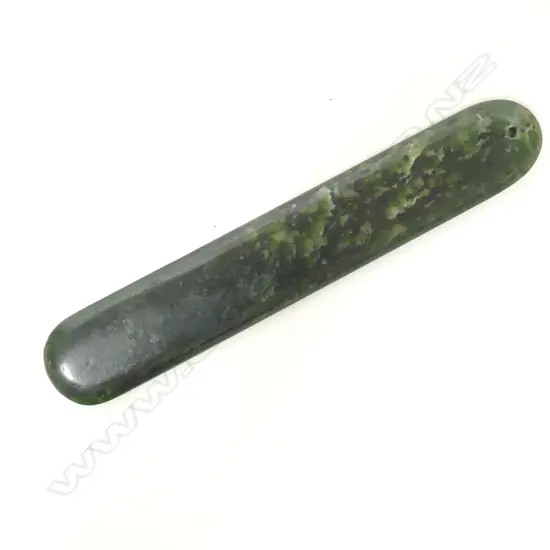 A vintage N.Z. greenstone large long pendant