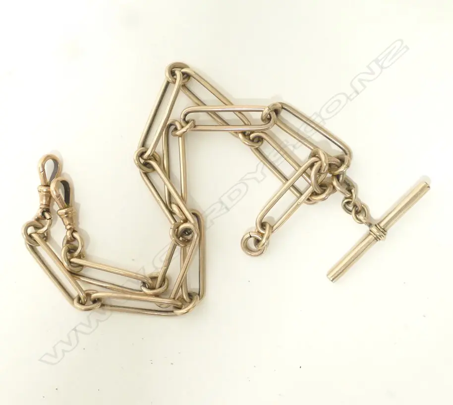A 9ct. rose gold watch chain Image 1++