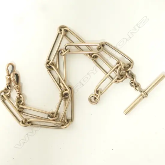 A 9ct. rose gold watch chain