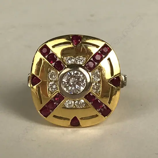 An 18ct. gold ruby and diamond ring