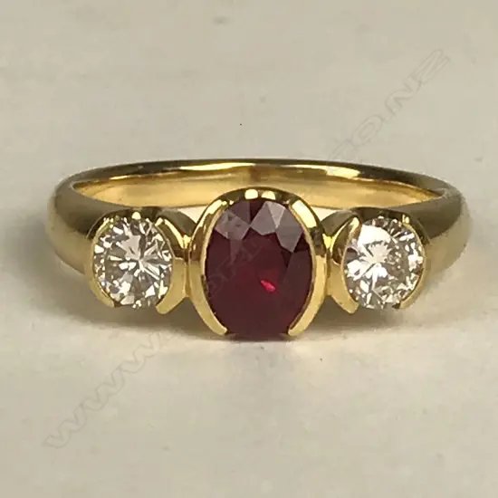 An 18ct. gold ruby and diamond ring