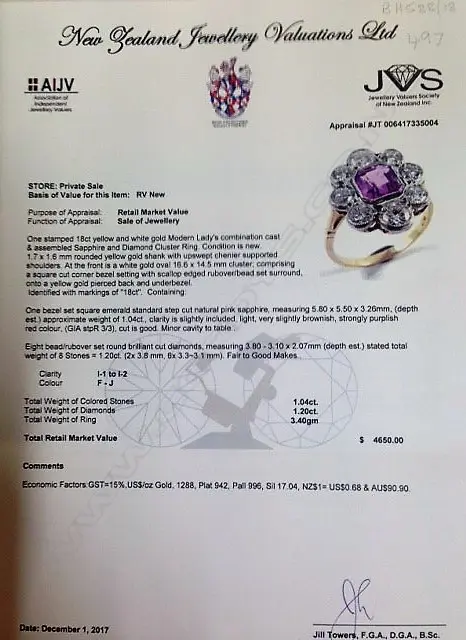 An Art Deco style 18ct. gold diamond and pink sapphire ring Image 1++