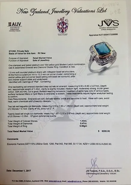 An Art Deco style platinum emerald and diamond ring Image 1++