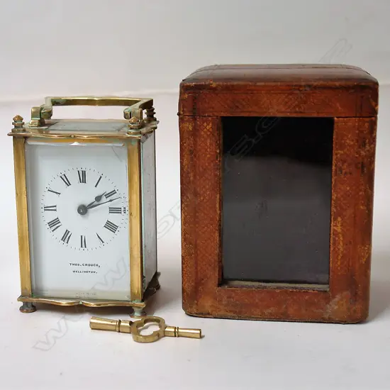 A late 19thC French brass cased carriage clock