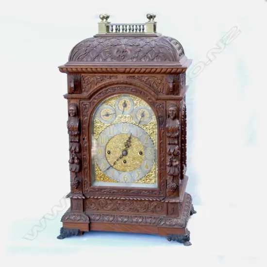 A large impressive Victorian oak cased table or bracket clock