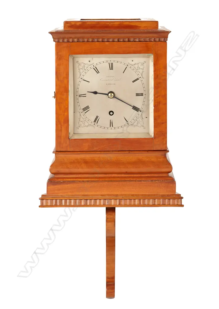 A small bracket timepiece in 5-glass satinwood case Image 1++