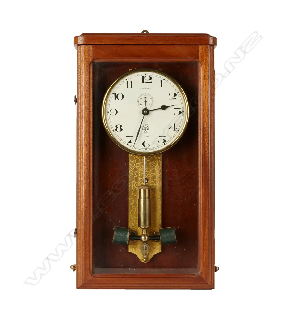 A French electro-mechanical wall clock in mahogany case Image 1++