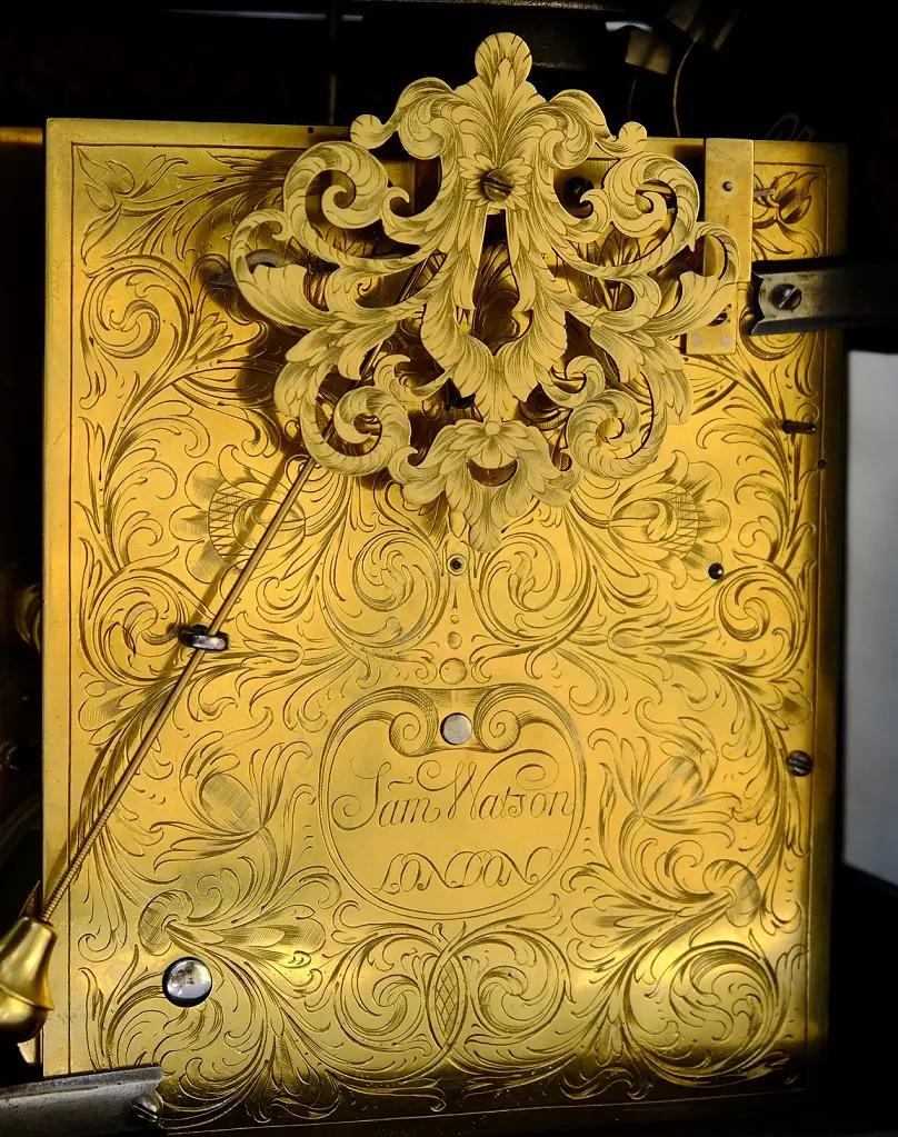 An ebonised spring clock by Sam Watson Image 1++