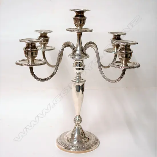 A mid-20thC American silver table candelabra