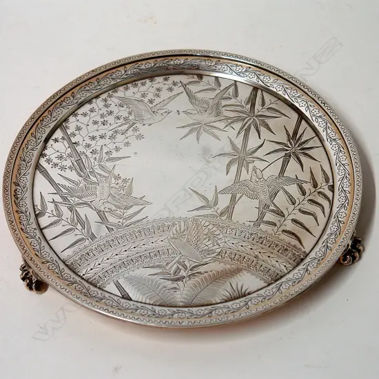 A heavy Victorian Aesthetic period engraved salver