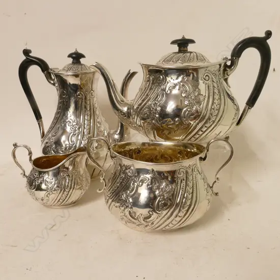 A Victorian silver four-piece coffee and tea service