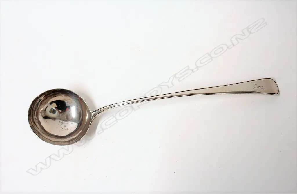 A George III silver Old English and Thread soup ladle Image 1++