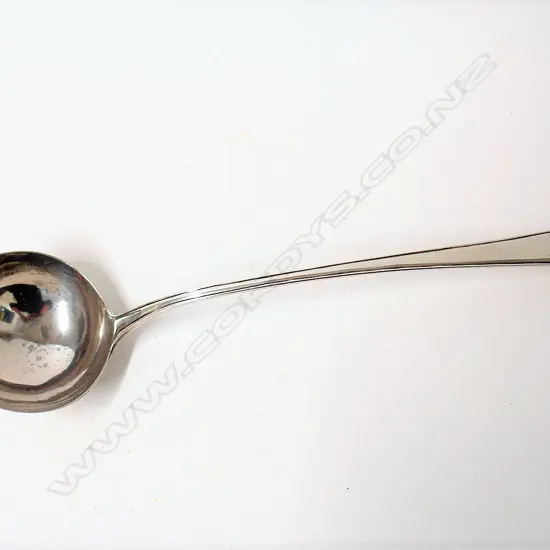 A George III silver Old English and Thread soup ladle