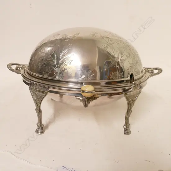 An Edwardian silver-plate bacon tureen