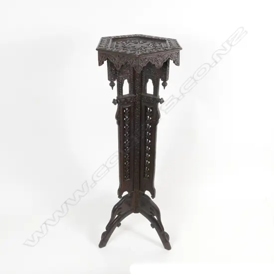 An ornate Kashmiri plant stand