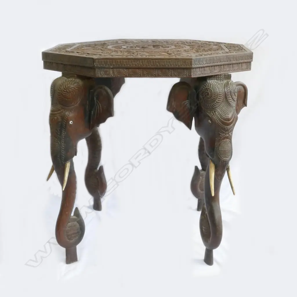 An old Indian Kashmiri octagonal side table Image 1++
