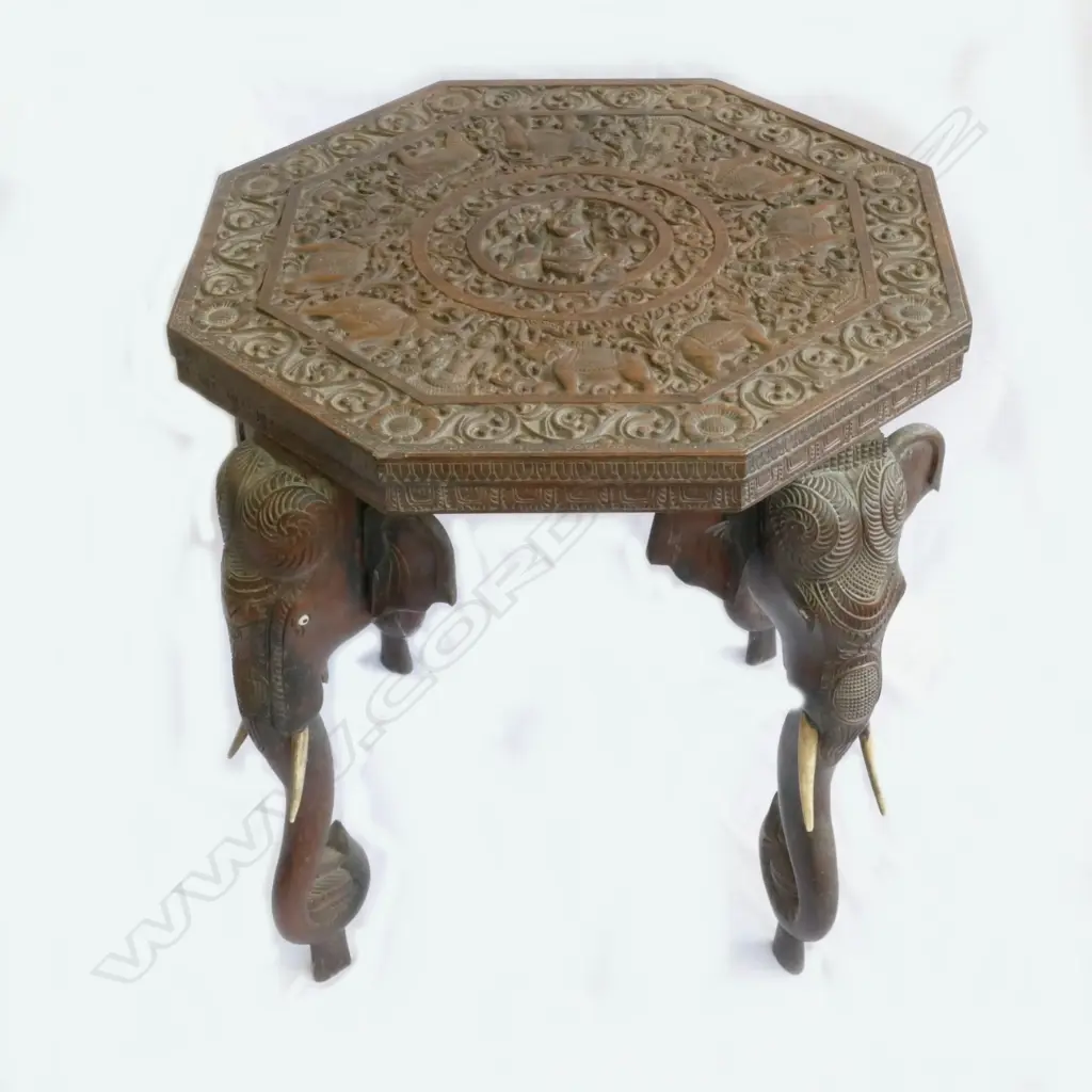 An old Indian Kashmiri octagonal side table Image 1++