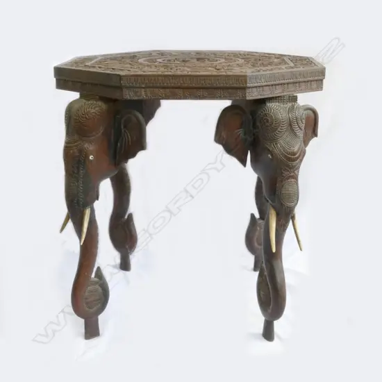 An old Indian Kashmiri octagonal side table