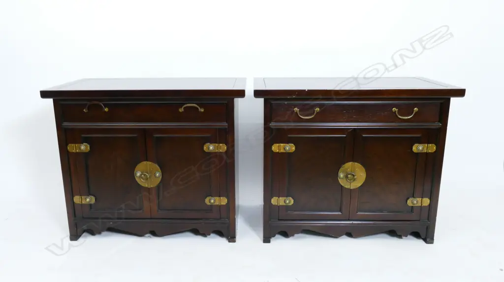 A pair of small modern Korean elm bedside cabinets Image 1++