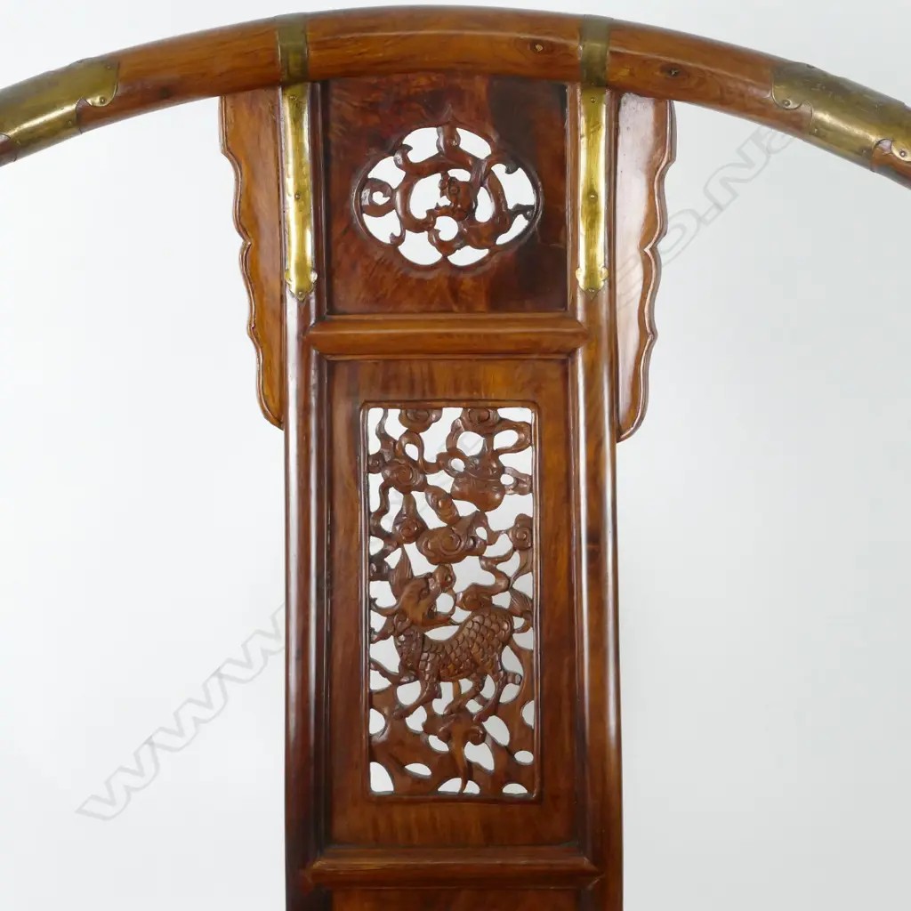 A pair of rare old Huanghuali Chinese folding horseshoe-back armchairs Image 1++