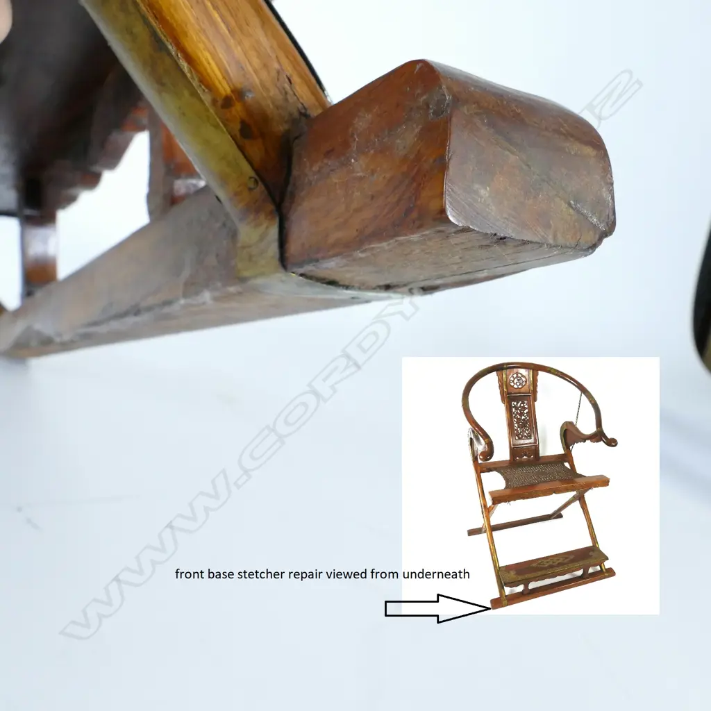 A pair of rare old Huanghuali Chinese folding horseshoe-back armchairs Image 1++