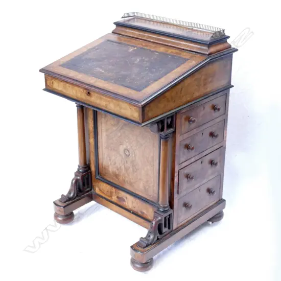 A Victorian burr walnut Davenport