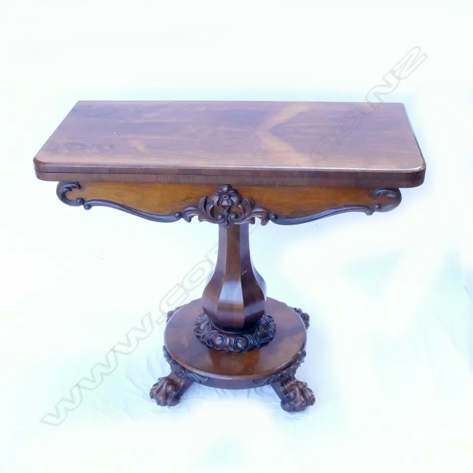 A good William IV rosewood flap top card table Image 1++